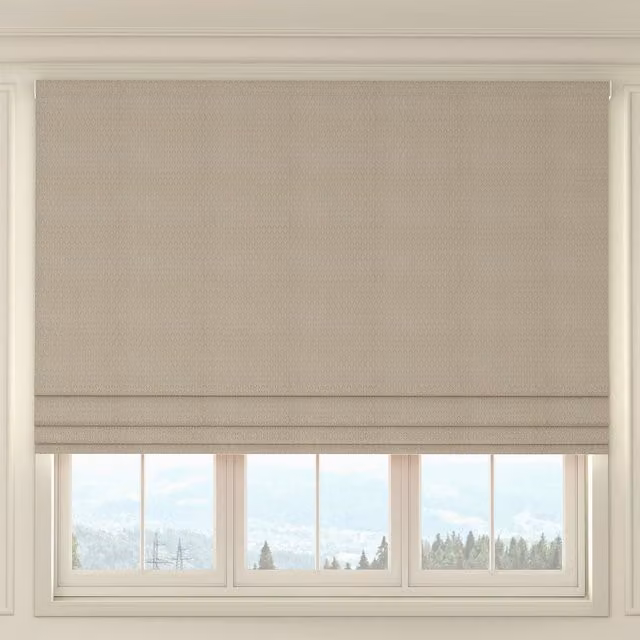 HOUSE Llewelyn-Bowen Made To Measure Roman Blind in Beige Oak Leaf Linen Blackout Floral Fabric
