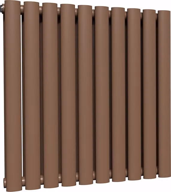 Lux Heat Oval Horizontal Double Radiator in Coffee Bean, W: 60 cm, H: 54 cm