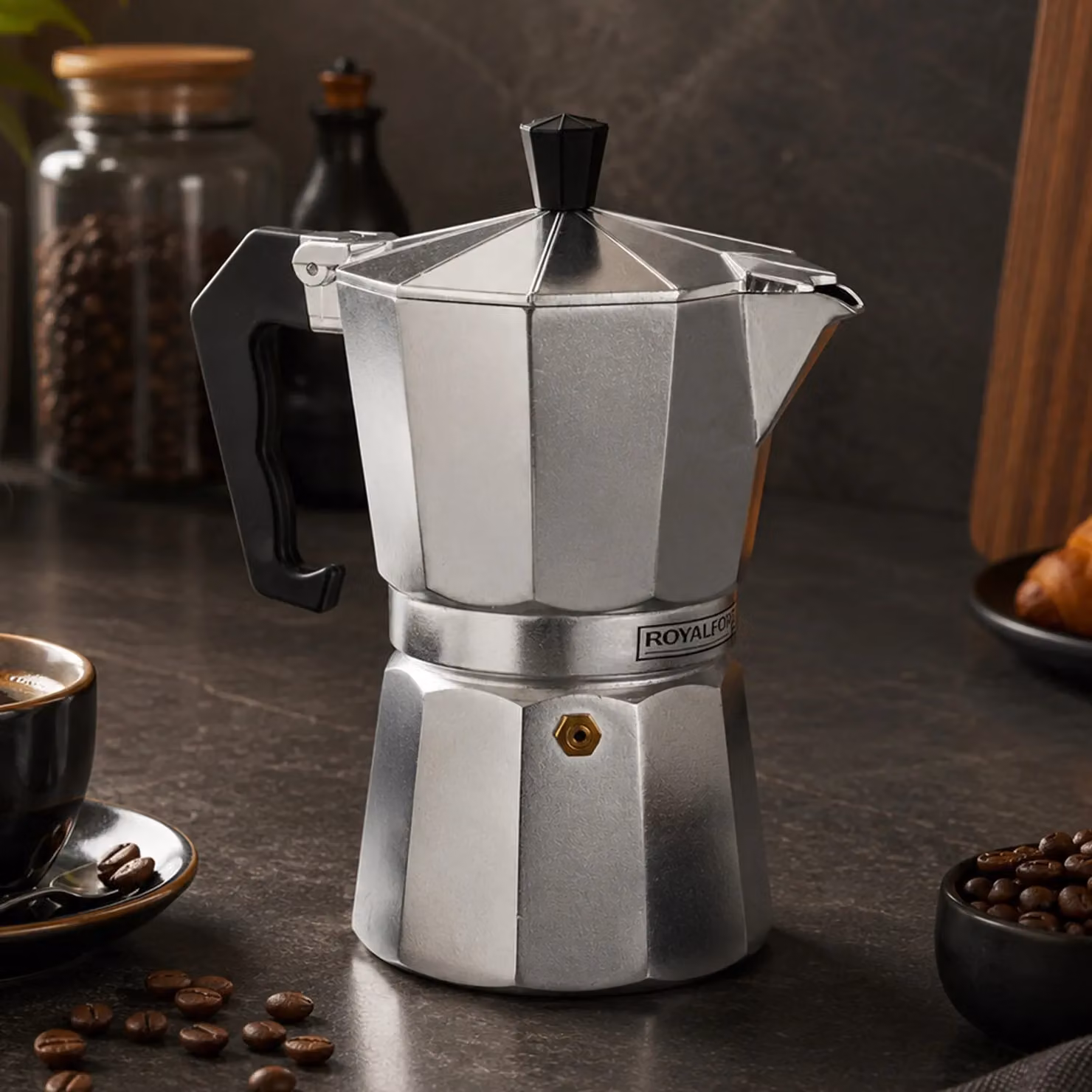 Royalford Moka Pot Espresso Stove Top Coffee Maker in Metallic Silver, Small – 2