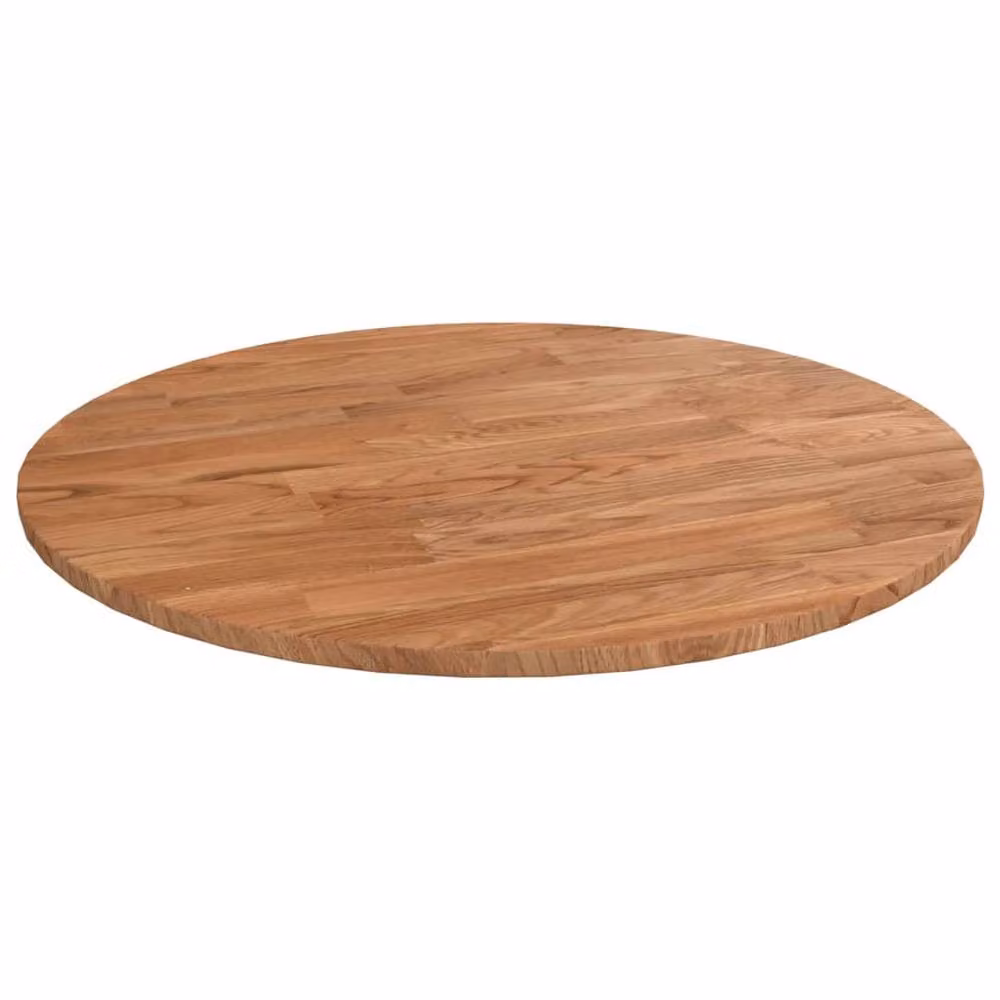 Berkfield Home Round Solid Oak Wood Table Top in Light Brown, Diameter: 40 cm, Thickness: 1.5 cm – 2