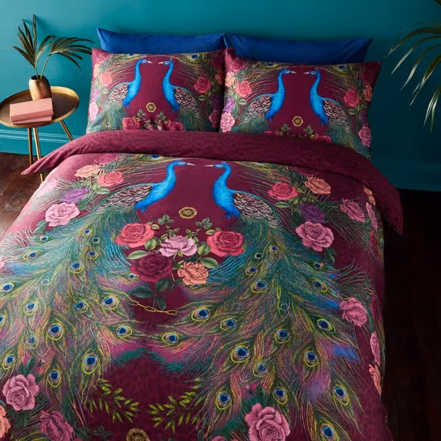 Matthew Williamson Xanadu Purple Cotton Duvet Cover Bedding Set with Graphic Animal Design