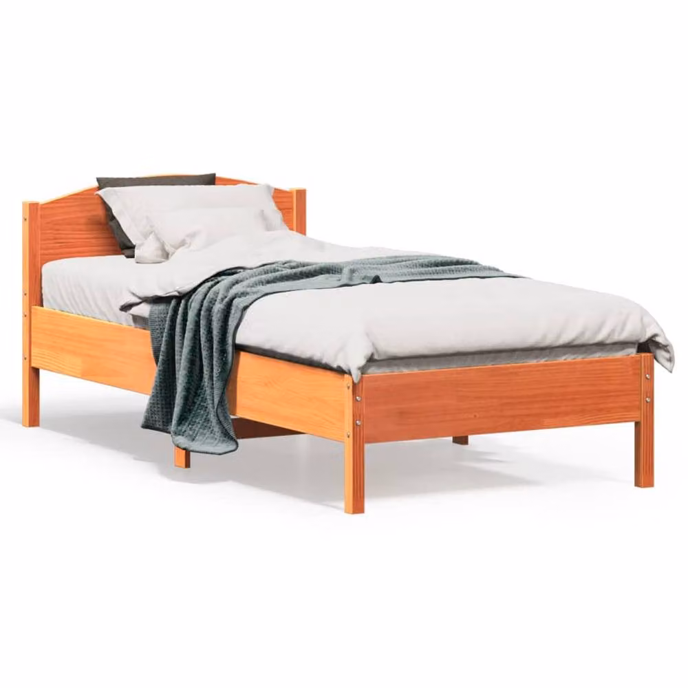 Berkfield Home Beautiful Small Single Solid Wood Bed Frame, Waxed Brown, W/D/H: 75 x 190 x 80.5 cm – 2