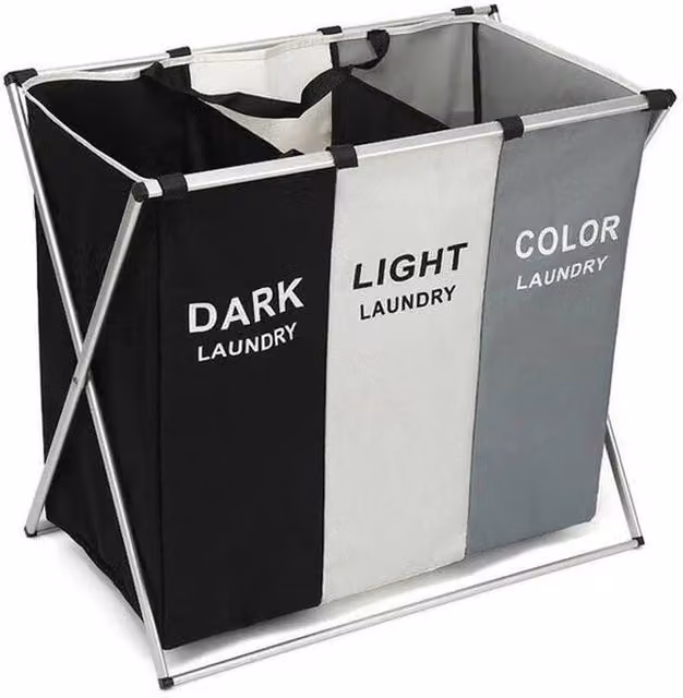 Kelvenix Multicolour Fabric Laundry Basket Hamper and Clothes Organiser W/D/H: 58 x 38 x 38 cm