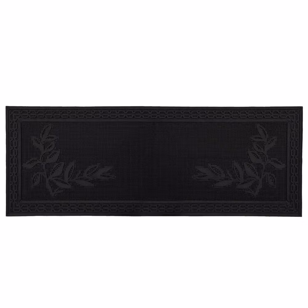 JVL Foliage Rubber Scraper Doormat and Patio Mat in Black, W: 120 cm, D: 45 cm – 3