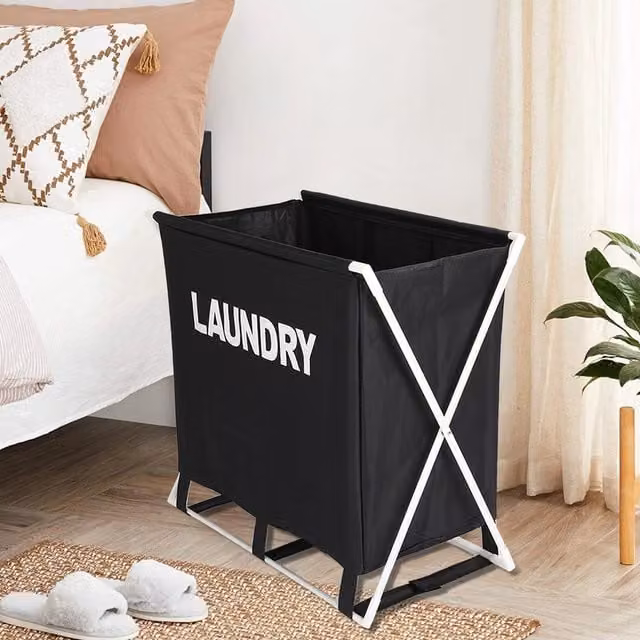 Lifeideas Collapsible Fabric Laundry Basket with Handles, Black