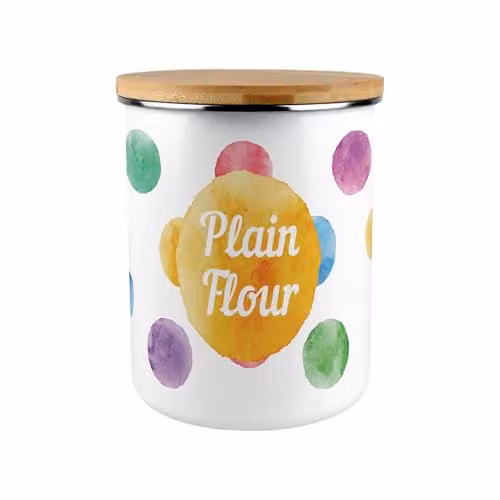 Purely Home Polka Dot Enamel Plain Flour Canister in Multicolour, 2.7 l – 1