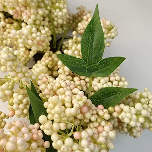 Leaf Hanging White Floral Berry Wreath, Diameter: 55 cm – 3