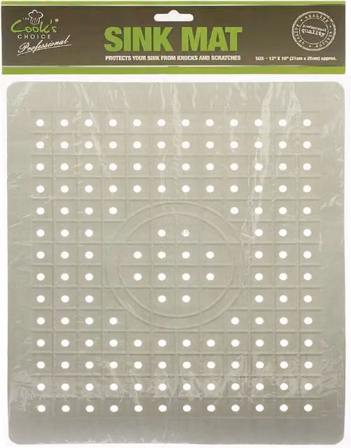 Cooks Choice Anti Slip Rectangular Rubber Sink Mat in Beige and White, 400g