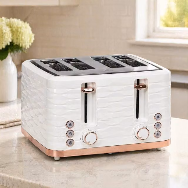 STILVORA 4 Slice Toaster with Reheat and Defrost Functions in White – 1