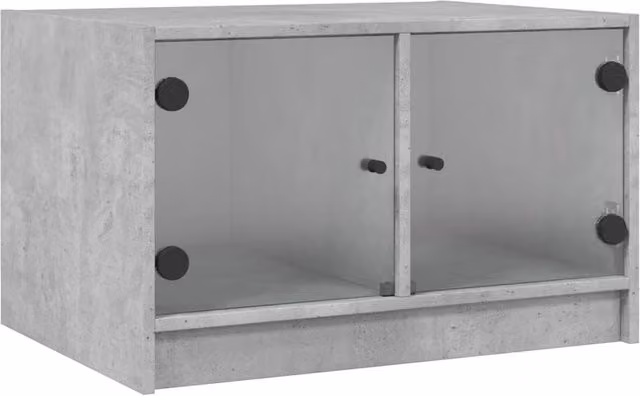 Berkfield Home Coffee Table with Glass Doors in Concrete Grey, W: 68 cm, D: 50 cm, H: 42 cm – 1