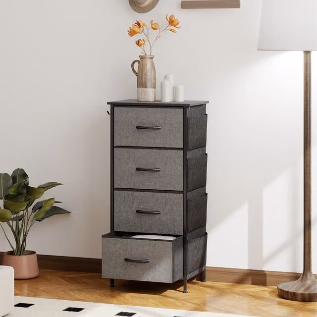 HOMCOM Modern Grey Double Dresser with 4 Drawers