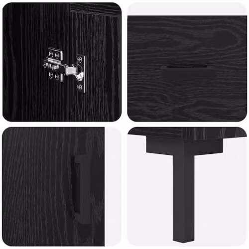 vidaXL Modern Black Highboard with Hinged Doors and Internal Shelves, W/D/H: 34.5 x 34 x 180 cm – 5