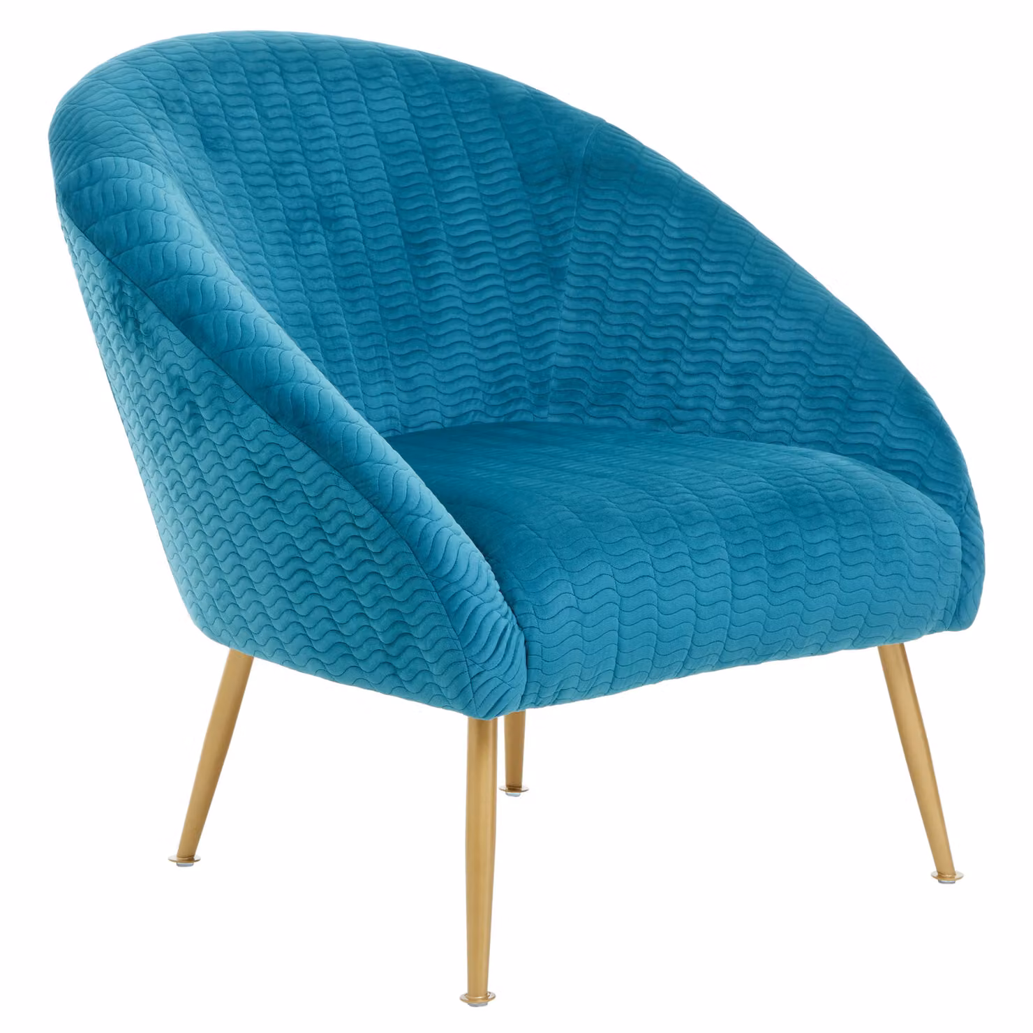 Orsina Luxury Blue Velvet Tub Occasional Chair with Gold Accents – 2