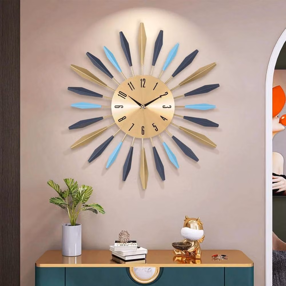 KORVIXA Mid-Century Geometric Round Wall Clock in Multicolour, Diameter: 100 cm – 3