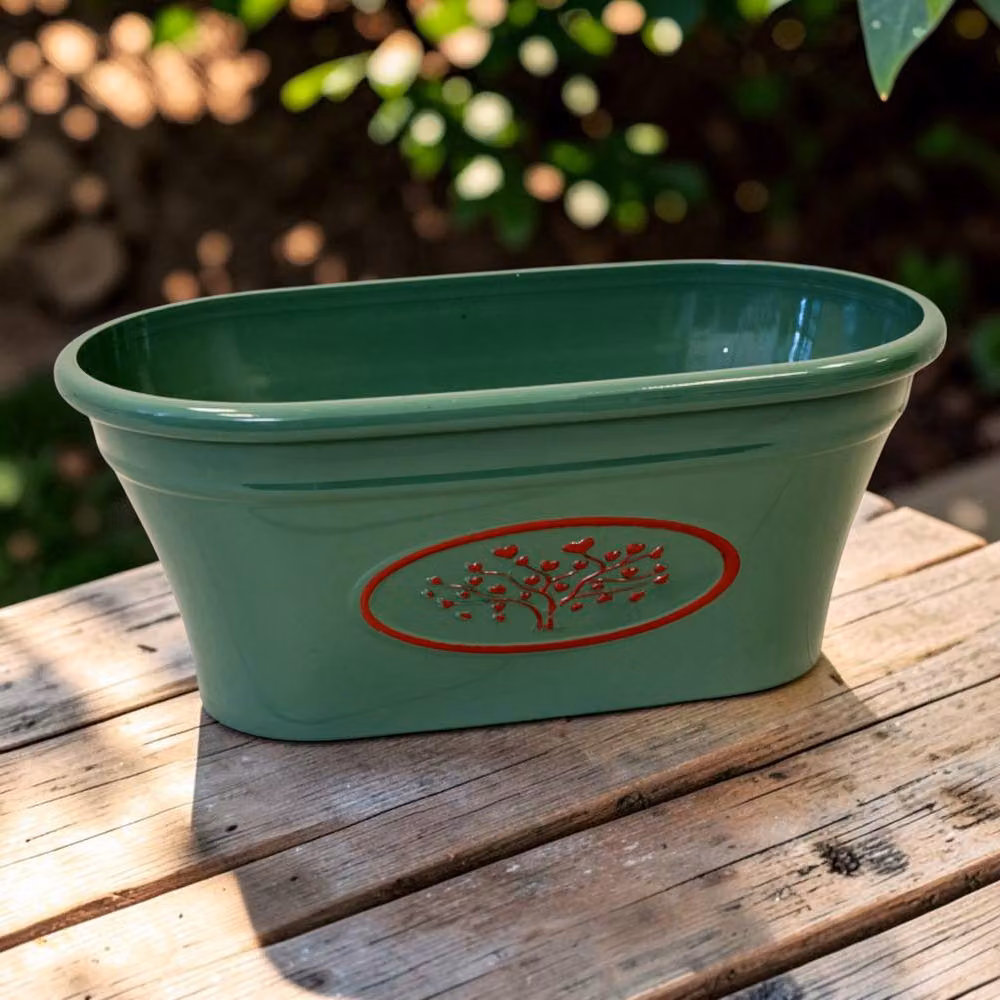 Four Candle Green Love Heart Tree Plastic Oval Trough Planter Window Box 38cm – 2