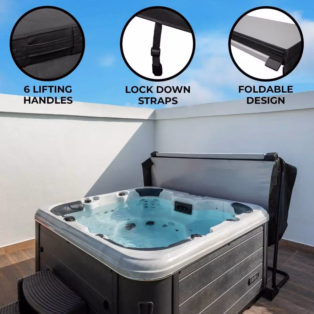 Monstershop Thermal Rectangular Hot Tub Spa Cover, Black, 200 cm – 2