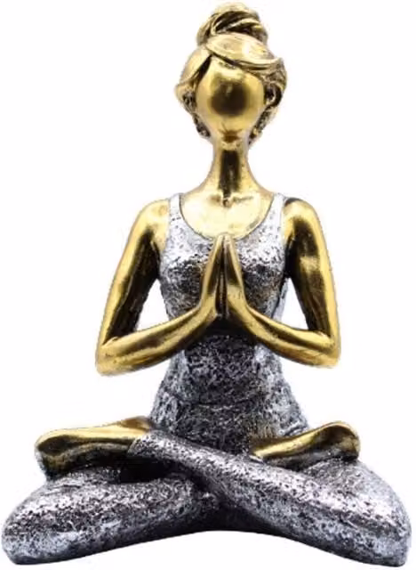 KDMD Gold and Silver Metal Yoga Lady Tabletop Figurine, Height: 24 cm – 1