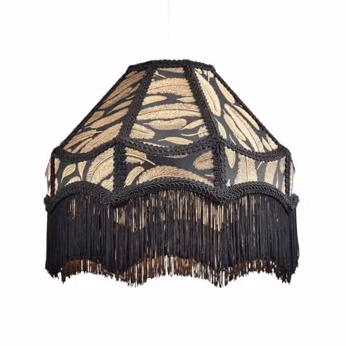 Happy Homewares Traditional Victorian Empire Fabric Lamp Shade in Black, Gold and White, W: 30 cm, H: 19 cm – 1