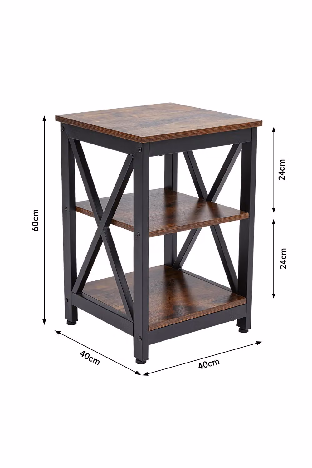 Living and Home Two Layer Vintage Wooden Square Side Table in Brown – 3
