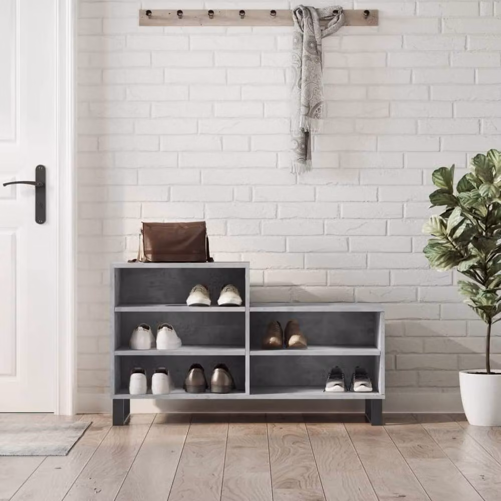 Berkfield Home Modern Grey Shoe Cabinet with Internal Shelves, W/D/H: 102 x 36 x 60 cm – 2