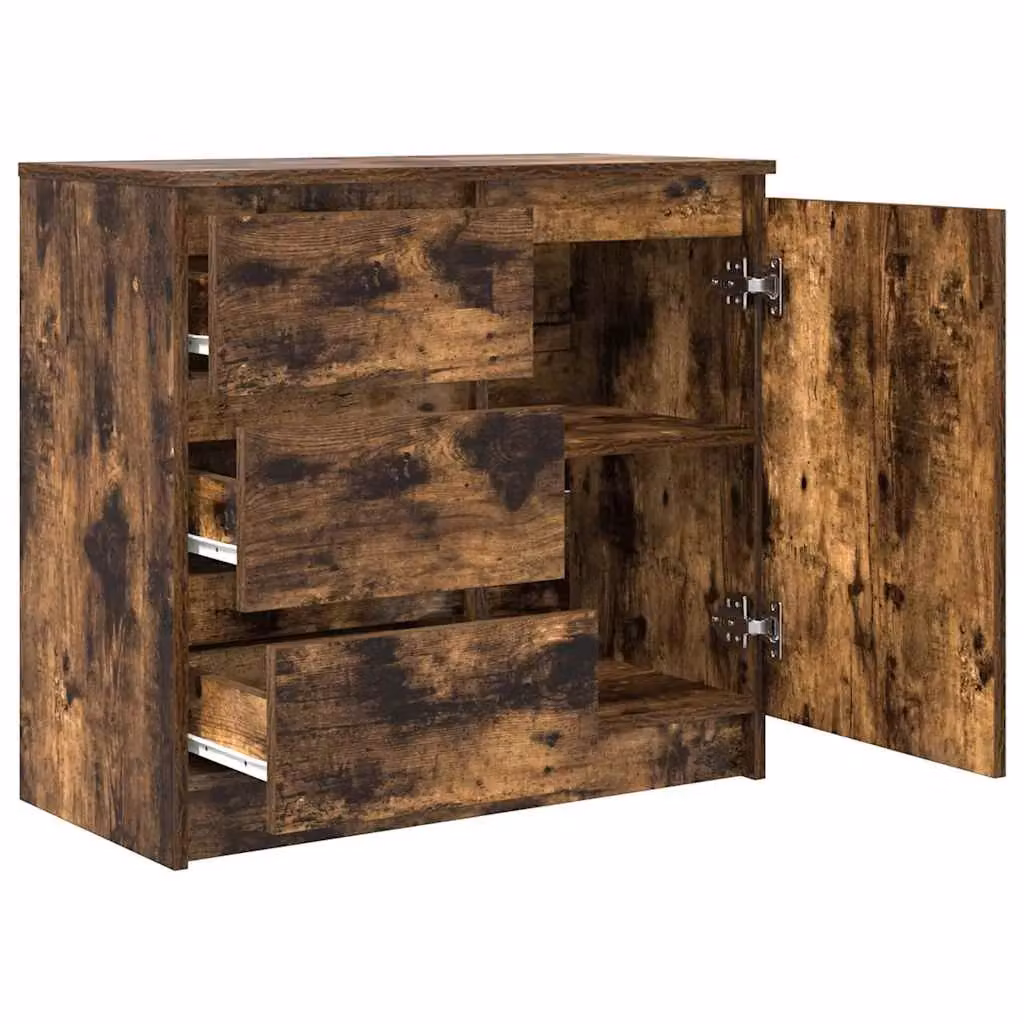 Berkfield Home Smoked Oak Sideboard with Drawer in Brown, W/D/H: 71 x 35 x 65 cm – 3