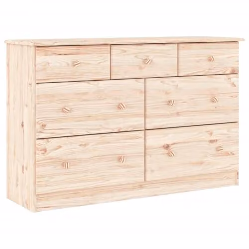 vidaXL ALTA Chest of Drawers in Natural Brown Solid Pine Wood, W/D/H: 112 x 35 x 73 cm