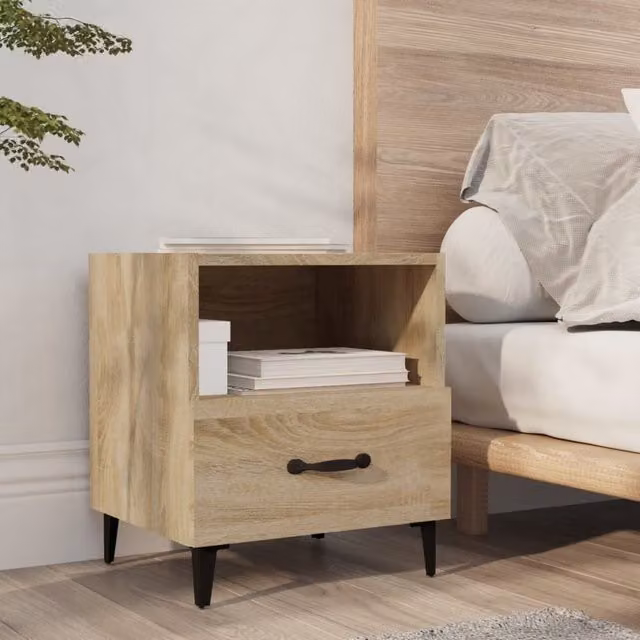 Berkfield Home Sonoma Oak Bedside Cabinet in Brown – 1