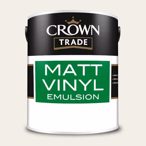 Crown Trade Matt Vinyl Dispersion Paint in White, 5 l – 2