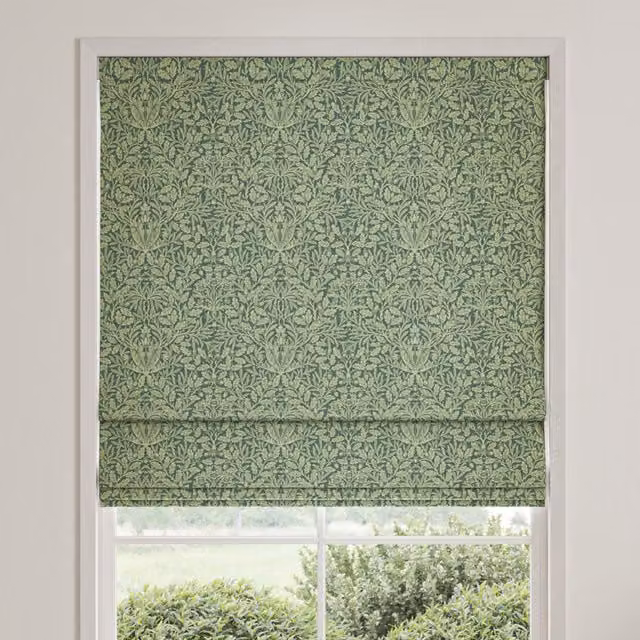 William Morris Acorn Made To Measure Blackout Roman Blind in Eucalyptus Green Floral Design
