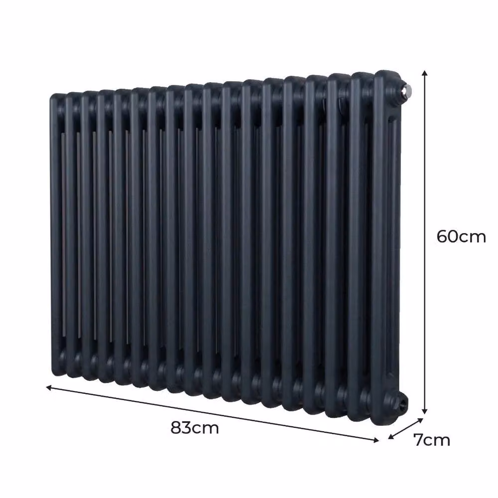 Monstershop Traditional 2 Column Steel Radiator in Anthracite Grey, W: 60.0 cm, D: 7.0 cm, H: 83.2 cm – 5
