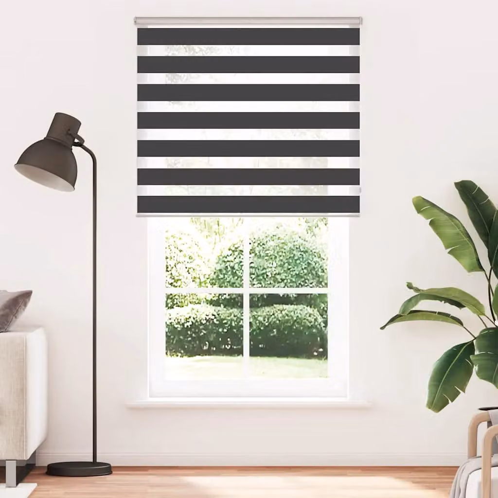 Berkfield Home Zebra Day and Night Blind in Black Polyester, W: 135 cm, H: 200 cm – 2