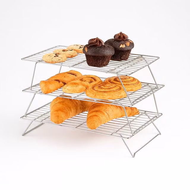 Innoteck 3 Tier Stackable Rectangular Metal Cake Cooling Rack in Silver
