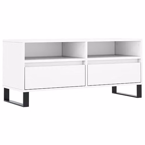 vidaXL Modern White TV Cabinet with Media Compartments, W/D/H: 100 x 34.5 x 44.5 cm