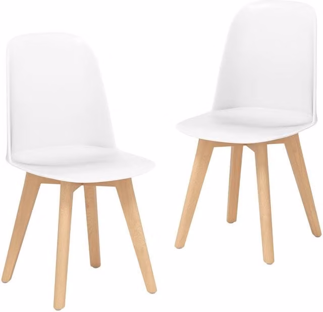 Costway Set of 2 Modern Armless Dining Chairs in White
