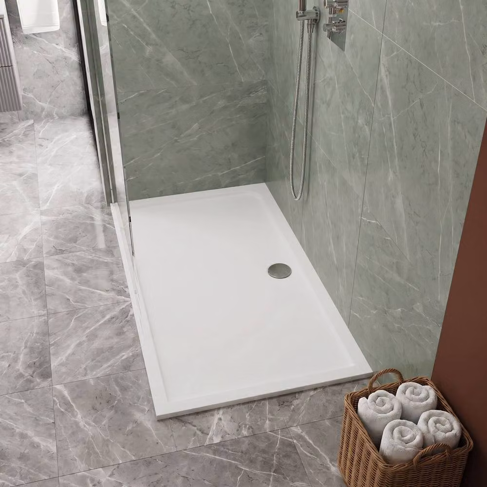 Balterley Premium Slip Resistant Rectangular Stone Shower Tray, White, W: 180 cm, D: 90 cm – 2