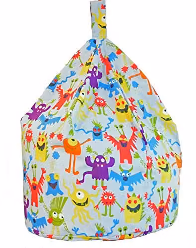 BeanLazy Grey Cute Monsters Bean Bag with 100% Cotton Removable Cover and EPS Filling