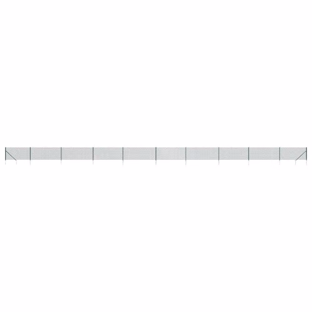 Berkfield Home Green PVC-Coated Galvanised Steel Chain Link Fence with Spike Anchors, 1 x 25 m