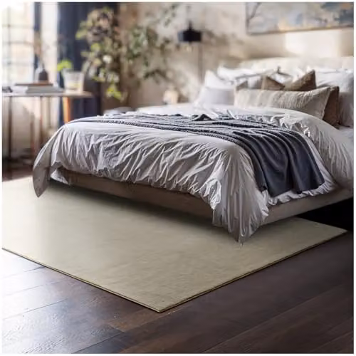 tectake Fluffy Rectangular Rug in Beige, Allergy-Friendly and Washable Polyester Carpet, W/D: 120 x 170 cm – 6