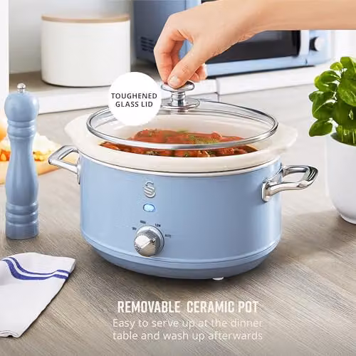 Swan Nordic Slow Cooker, 3.5L, Blue and White – 5