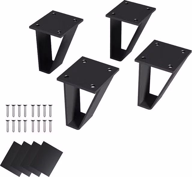 Living and Home Black Trapezoidal Iron Furniture Legs for Sofas or Storage Cabinets, Height: 10 cm