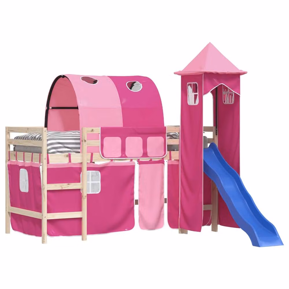 Berkfield Home Durable Pink Loft Bed Curtains with Tunnel and Tower – 2