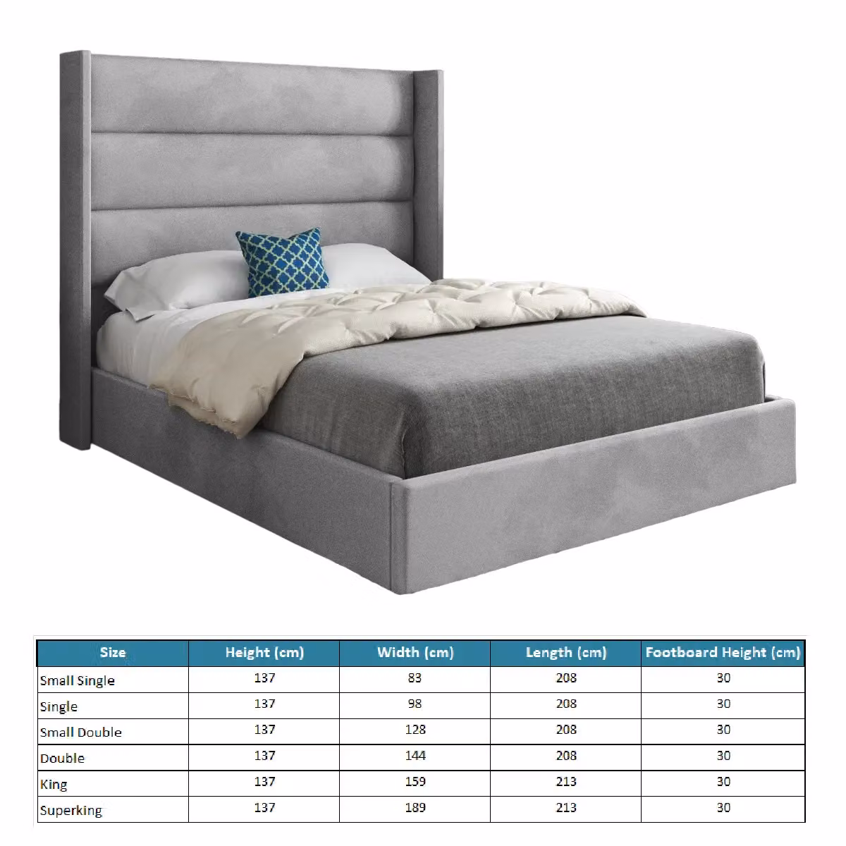 Casani Nuno Upholstered Soft Velvet Bed Frame in Grey, W/D/H: 180 x 200 cm – 4
