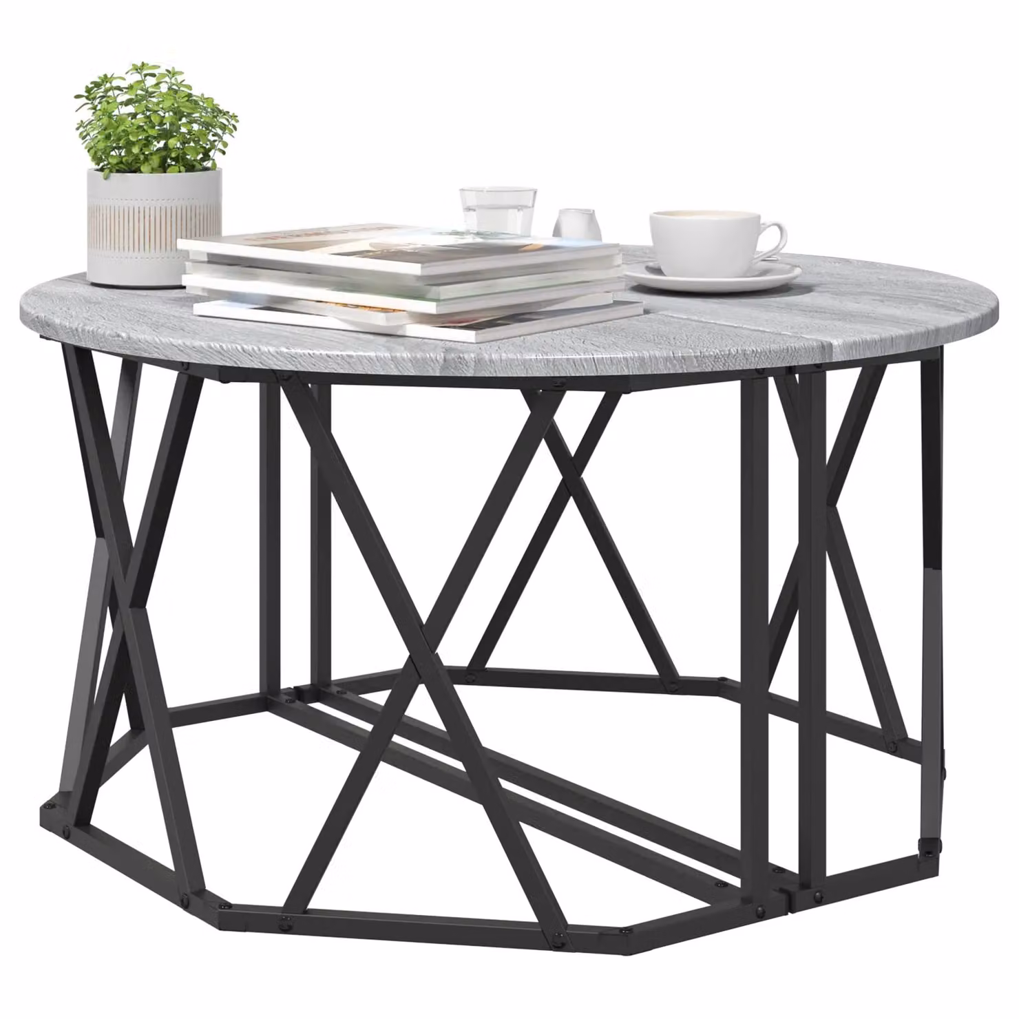 Berkfield Home Sonoma Coffee Table in Grey, W/D/H: 80 x 80 x 42 cm – 2
