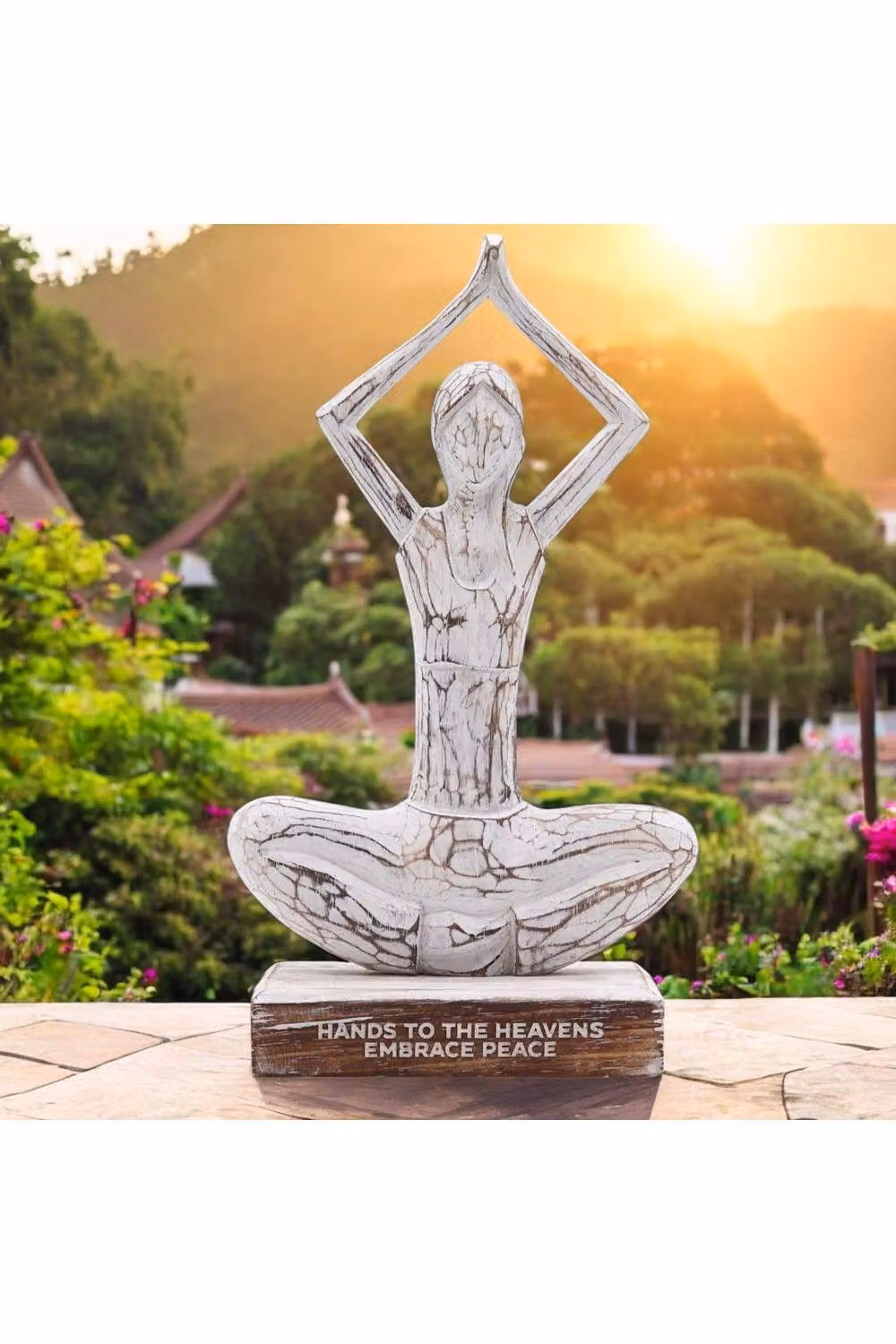 KDMD Wooden Yoga Lady Tabletop Decor in White Shabby Chic Style – 2