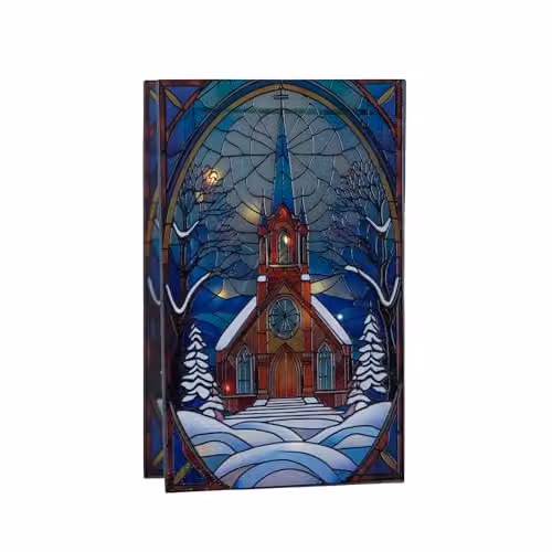Samuel ALEXANDER Multicolour Stained Glass Victorian Church Decoration with LEDs, 21 cm – 2