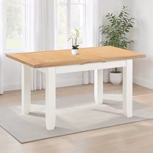 Seconique Windsor Extending Dining Table in White and Oak