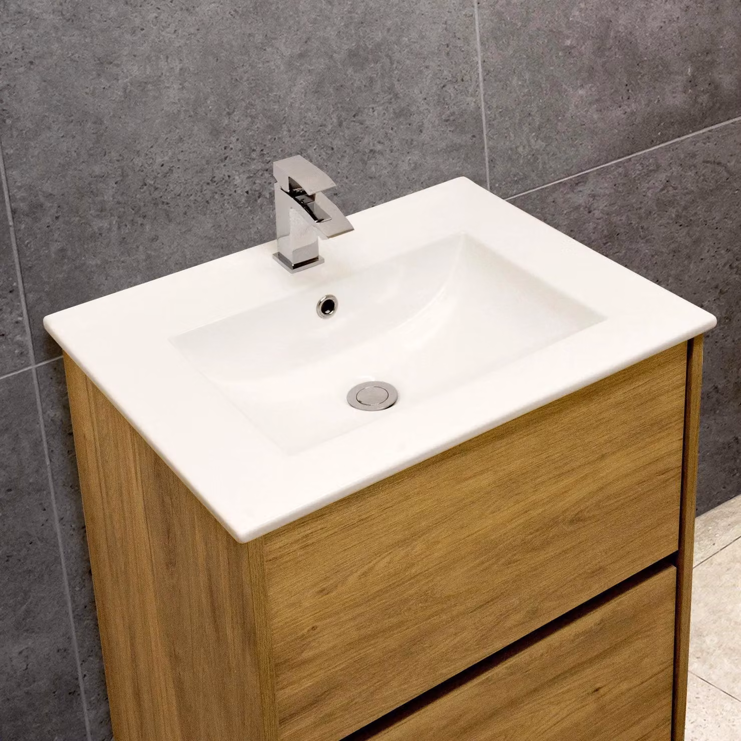Limoge 4001A Ceramic Rectangular Thin-Edge Inset Basin with Scooped Bowl in White W: 60 cm, D: 45 cm, H: 16 cm – 2