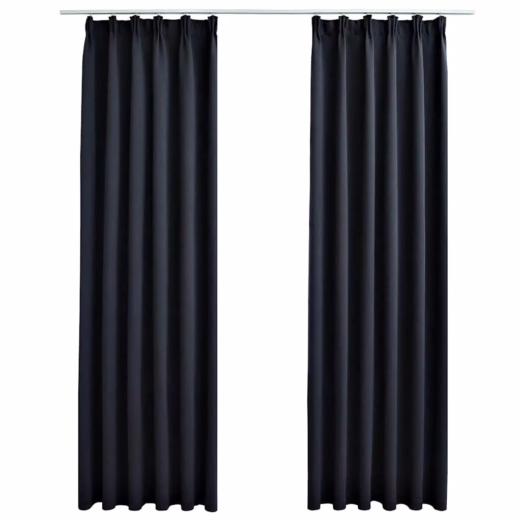 Berkfield Home Anthracite Blackout Curtains with Hooks, 2 Pack, W: 140 cm, H: 175 cm – 2
