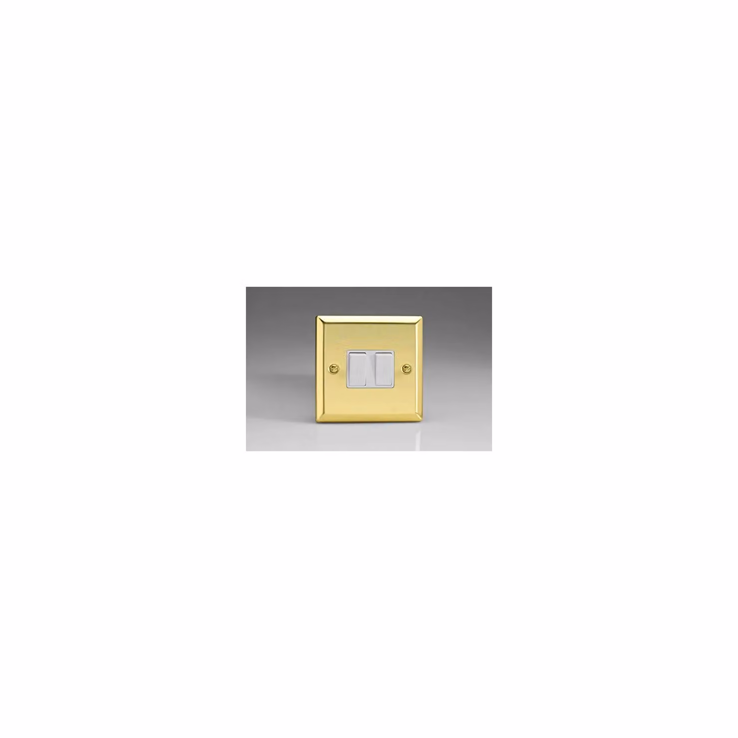 Varilight 2-Gang Victorian Brass Rocker Switch in White and Yellow – 2