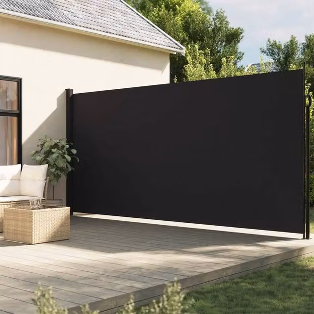 Berkfield Home Retractable Wall-Mounted Side Awning in Black, W/D/H: 500 x 220 cm